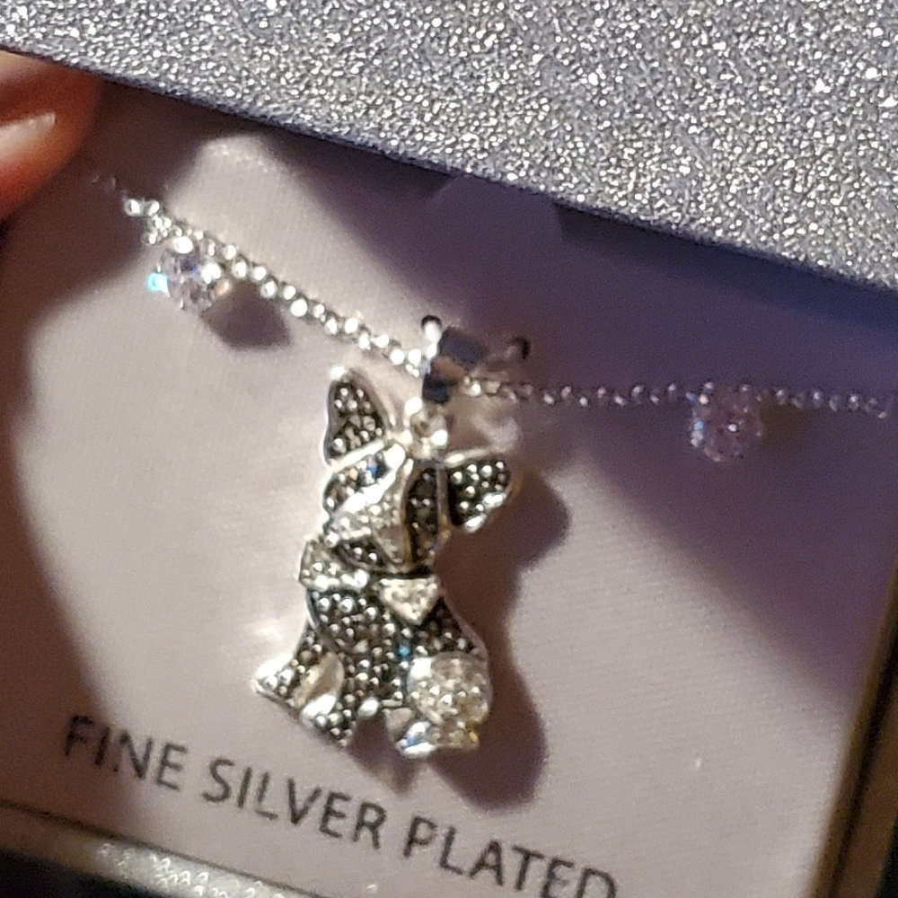 Silver & Swarovski DOG PENDANT NECKLACE